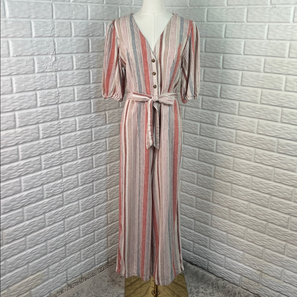 UNIVERSAL THREAD JUMPSUIT V NECK BUTTON UP WIDE L… - image 3